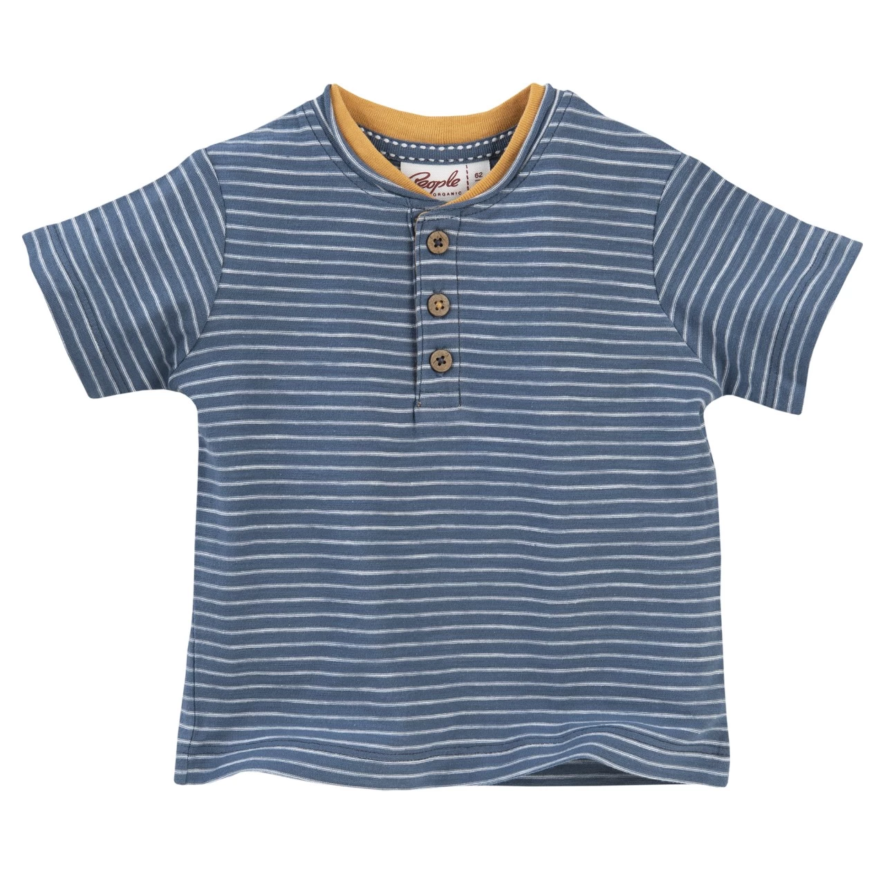People Wear Organic Henley T-Shirt Jeansblau Geringelt 1 People Wear Organic Henley T-Shirt Jeansblau Geringelt