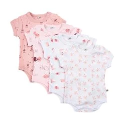 Pippi Kurzarm Body Rosa Eulen & Zootiere 4er Pack Baumwolle