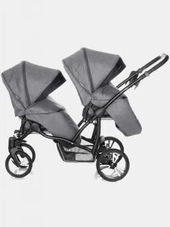 Bebetto 42 Dunkelgrau Schwarz Zwillingskinderwagen – Set 3in1 Inkl. Bobostello Babyschalen -Babyprodukte IMG 54431 1