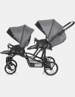 Bebetto 42 Dunkelgrau Schwarz Zwillingskinderwagen – Set 3in1 Inkl. Bobostello Babyschalen -Babyprodukte IMG 54474