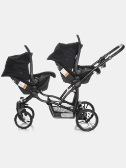 Bebetto 42 Dunkelgrau Schwarz Zwillingskinderwagen – Set 3in1 Inkl. Bobostello Babyschalen -Babyprodukte IMG 54491
