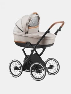 Jedo Bartatina Klassischer Kinderwagen V-40 Beige-Karamell – Set 3in1 Inkl. Babyschale Cybex Aton B2 I-Size