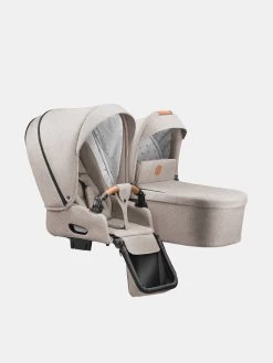 Jedo – Duo Zwillingskinderwagen – 4 In 1 – Farbe D51 – Beige Mit Mit Karamell Schiebegriff – Plus Coral 360 Und Familyfix 360 -Babyprodukte Kombikinderwagen Jedo Duo 2023 D51 03
