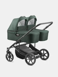 Jedo – Duo Zwillingskinderwagen – 3in1 – Farbe D52 – Nacht Grün – Plus Maxi Cosi CabrioFix Essential Black