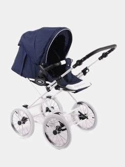 Lonex Eleganto 4in1 – CE 04 Dunkelblau – Weiß – Mit Maxi Cosi Coral 360 Und Maxi Cosi FamilyFix 360 -Babyprodukte Kombikinderwagen Klassischer Kinderwagen Lonex Eleganto CE 04 Weiss 05