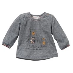 People Wear Organic Mädchen Langarmshirt Bär Anthrazit Mélange
