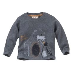 People Wear Organic Langarmshirt Best Friends Rauchblau