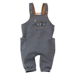 Baby Latzhose Sweathose Pinguin Rauchblau Melange Latzhose