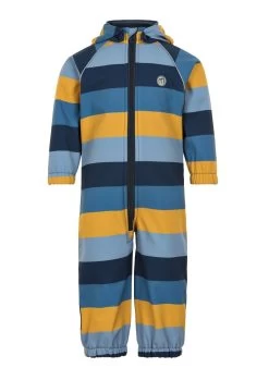 Minymo Softshellanzug Blau/gelb Blockstreifen