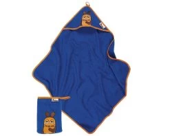 Playshoes Geschenkset DIE MAUS Blau Kapuzen Badetuch + Waschhandschuh Ökotex100