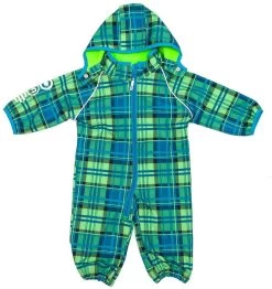 Minymo Softshellanzug Raven12 Karo Grün/blau Matschoverall