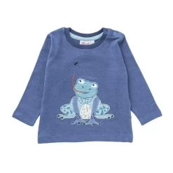 Baby Langarmshirt Frosch Biobaumwolle Jeansblau
