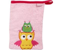 Playshoes Geschenkset Rosa Eule Kapuzen Badetuch + Waschhandschuh Ökotex100 -Babyprodukte waschhandschuh eule rosa 1280x1280